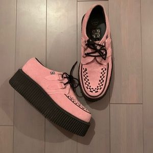 T.U.K Pink Suede Creepers